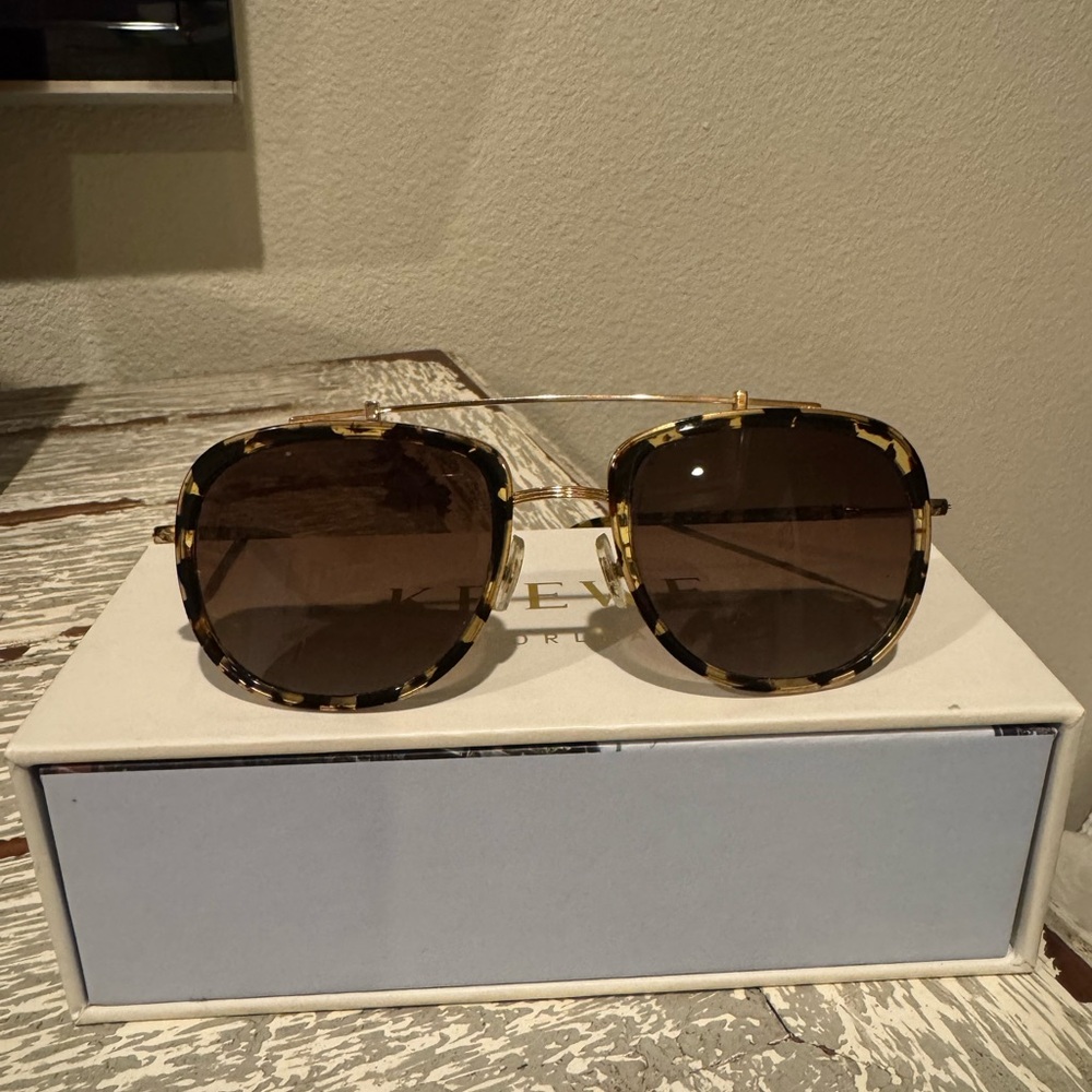 KREWE Breton Polarized Tortoise and Gold Sunglasses